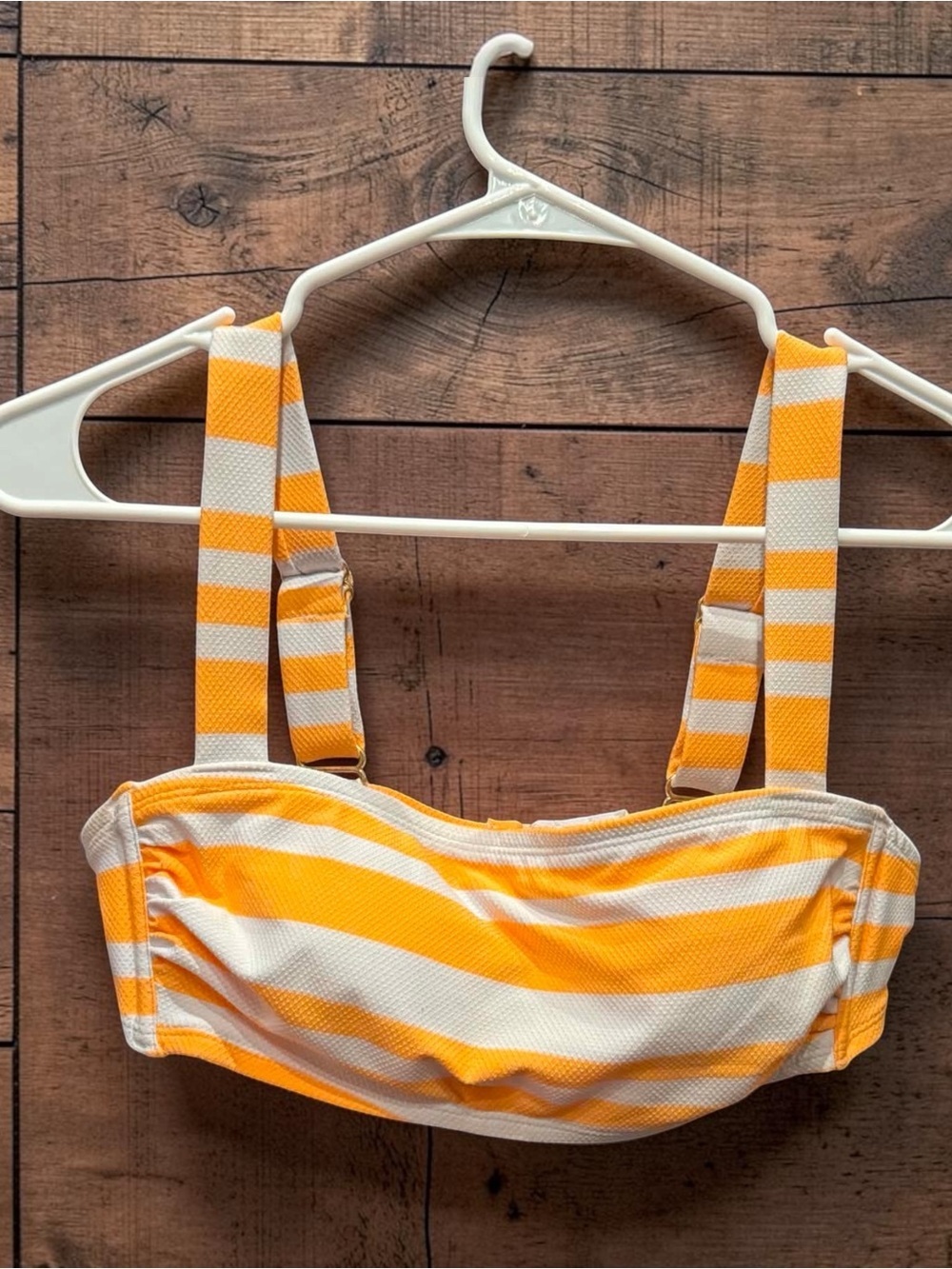 Kona SOL Yellow & White Striped Bandeau Bikini Top MEDIUM with padding